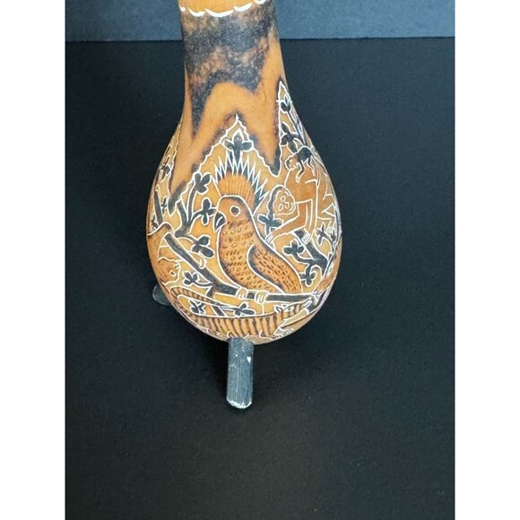 Hand-Carved Gourd Bird Figurine With Intricate Designs - Picture 10 of 14